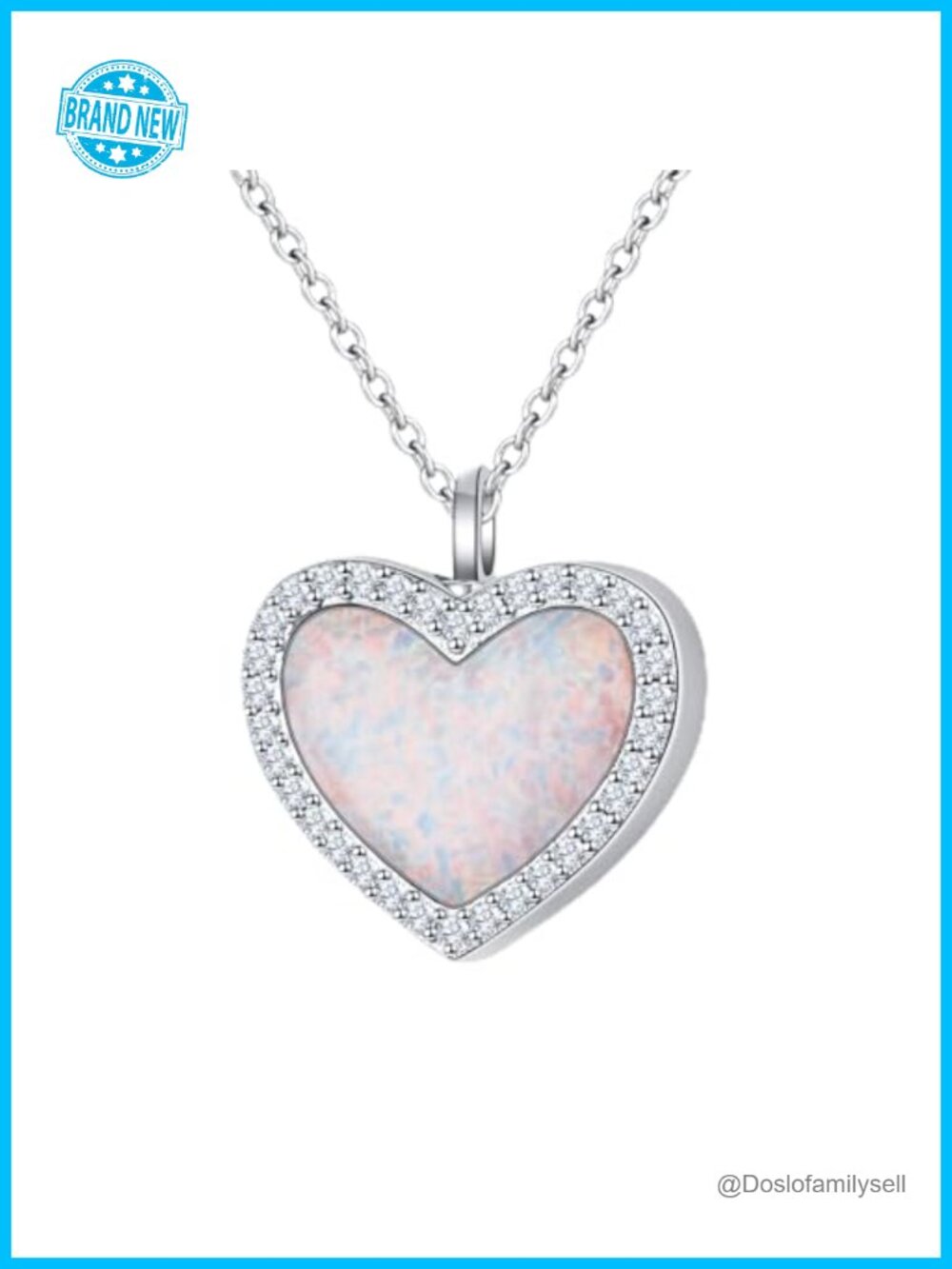 Sterling Silver Opal Urn Necklace Heart Cremation Keepsake Memorial Pendant